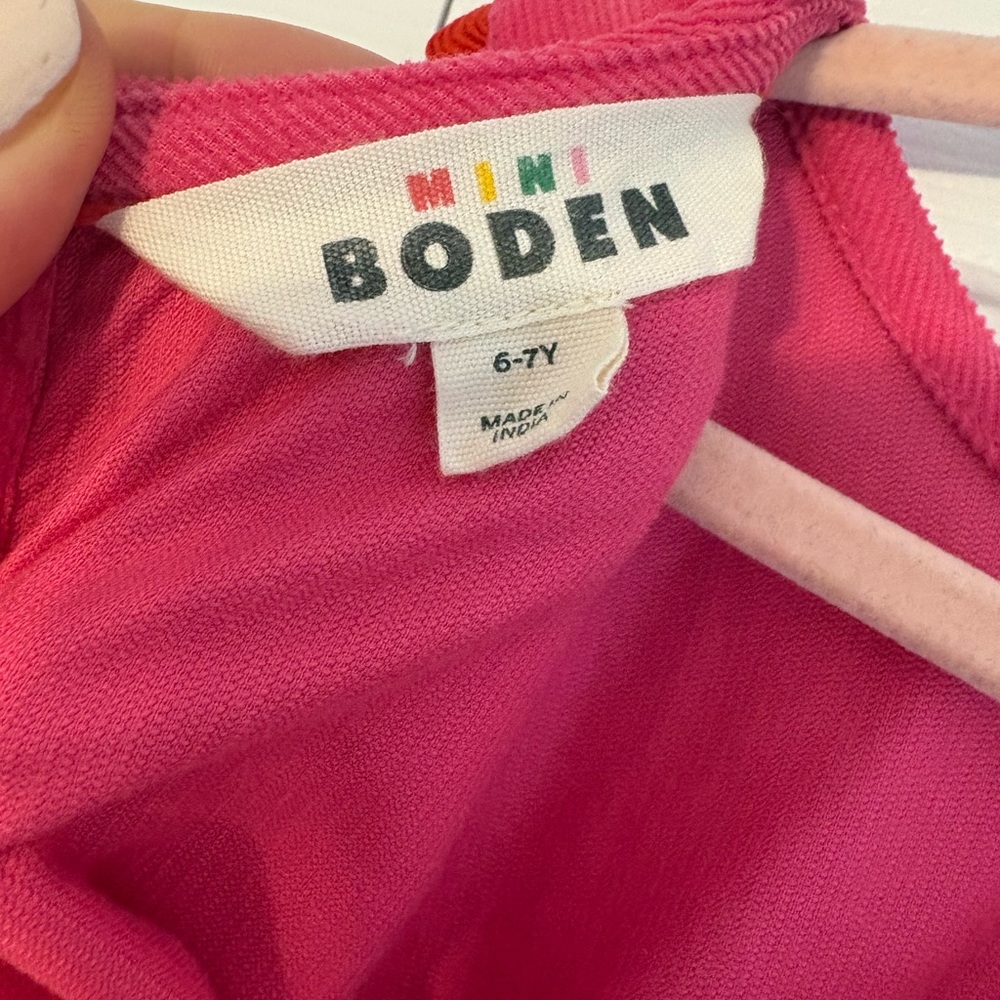 Mini Boden Bright Pink Tiered Long-Sleeve Dress - Picture 5 of 6